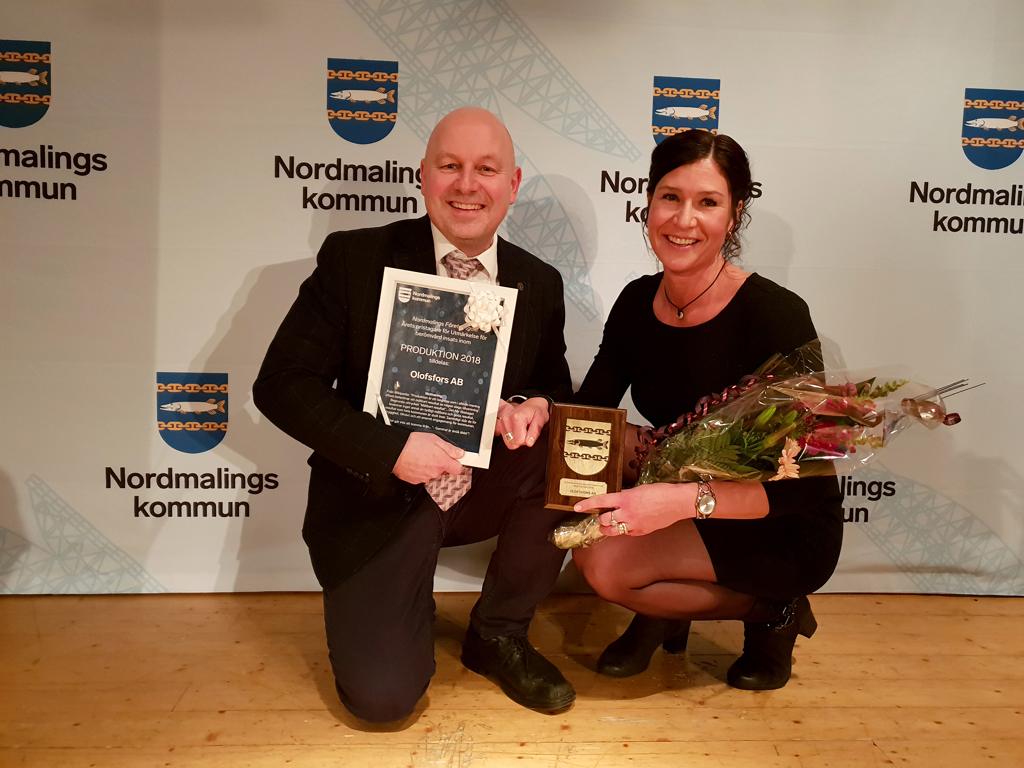 Pressmeddelande - Olofsfors AB tog hem årets produktionspris på Nordmalings företagsgala